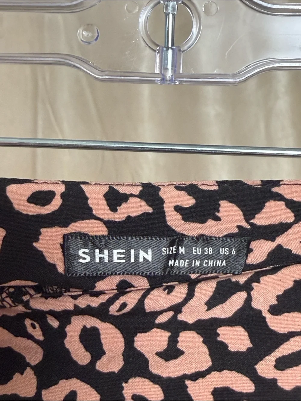 SHEIN Leopard-Print Midi Skirt with Front Slit - Black/Tan